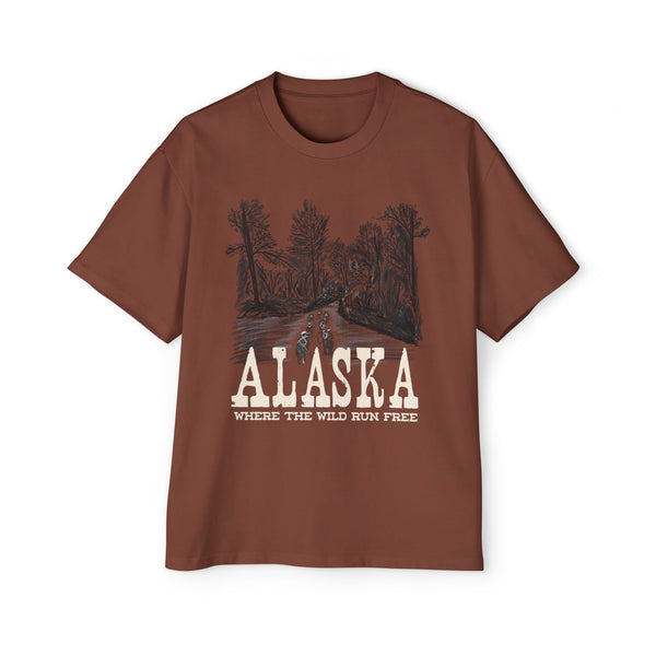 Alaska Wild Men's Heavy Oversized Tee - Where the Wild Runs Free