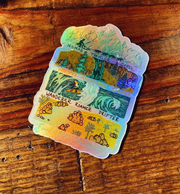 Adventure Travel Holographic Sticker