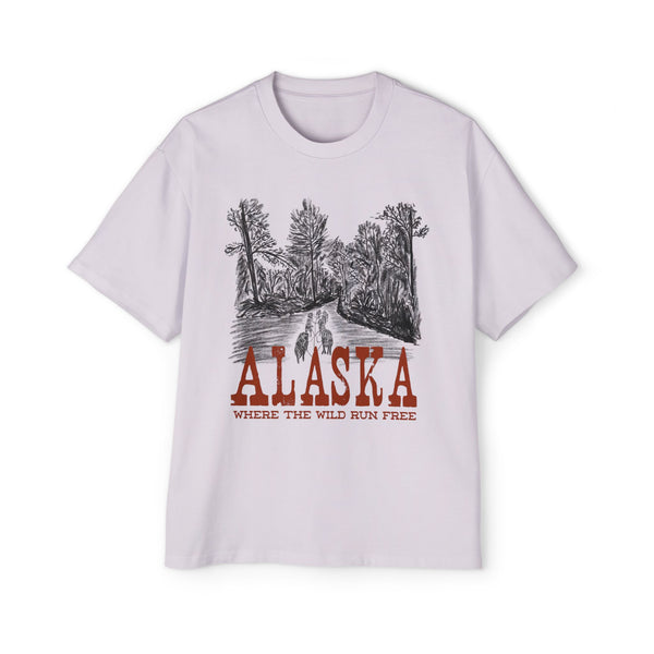Alaska Wild Men's Heavy Oversized Tee - Where the Wild Runs Free