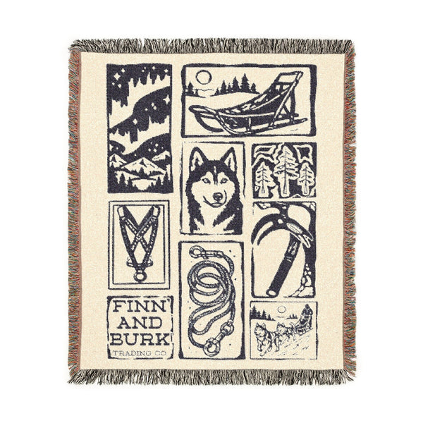 Dog Sled Alaskan Woven Throw Blanket