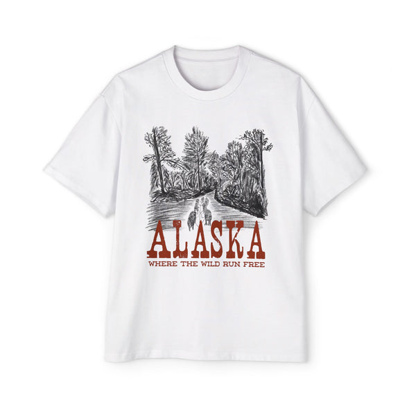 Alaska Wild Men's Heavy Oversized Tee - Where the Wild Runs Free