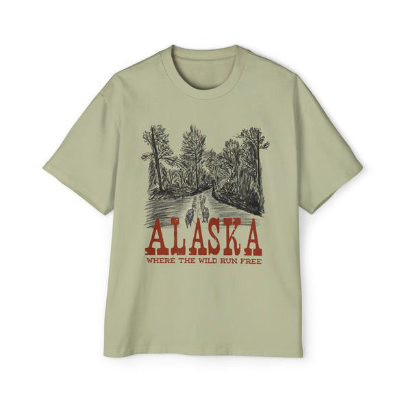Alaska Wild Men's Heavy Oversized Tee - Where the Wild Runs Free