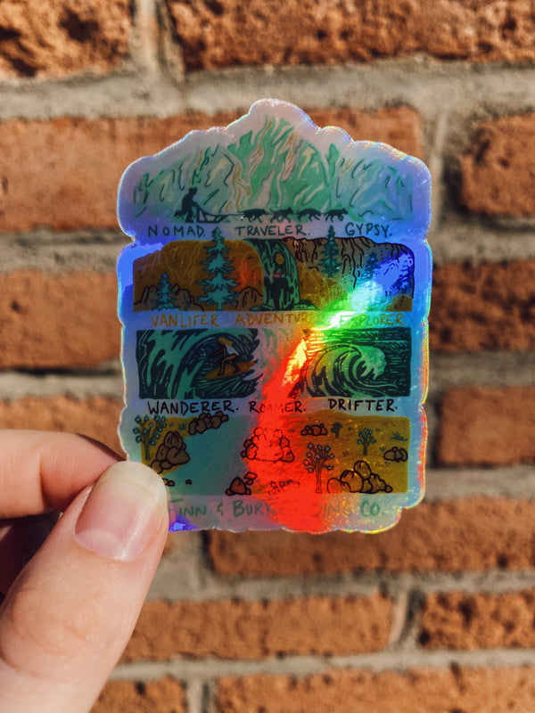 Adventure Travel Holographic Sticker