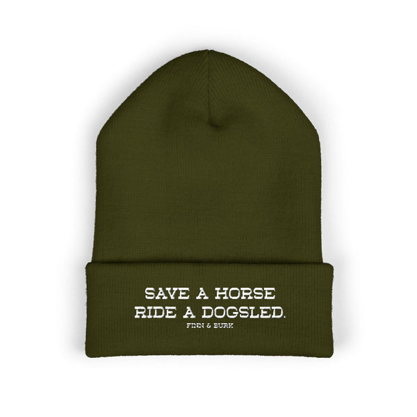Save a Horse Ride a Dogsled Beanie | Classic Cuffed Winter Hat