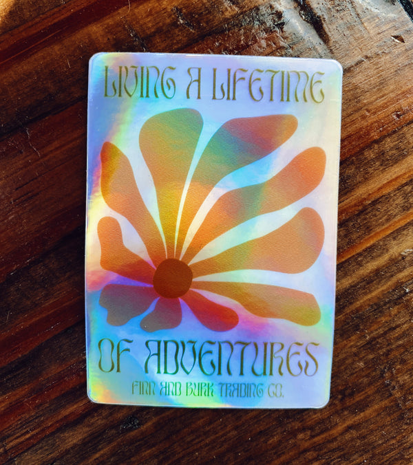 ‘Living a Lifetime of Adventures’ Alaskan Wildflower Holographic Sticker